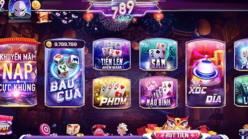 Có nhiều tựa game hấp dẫn khi tham gia sân chơi 789club